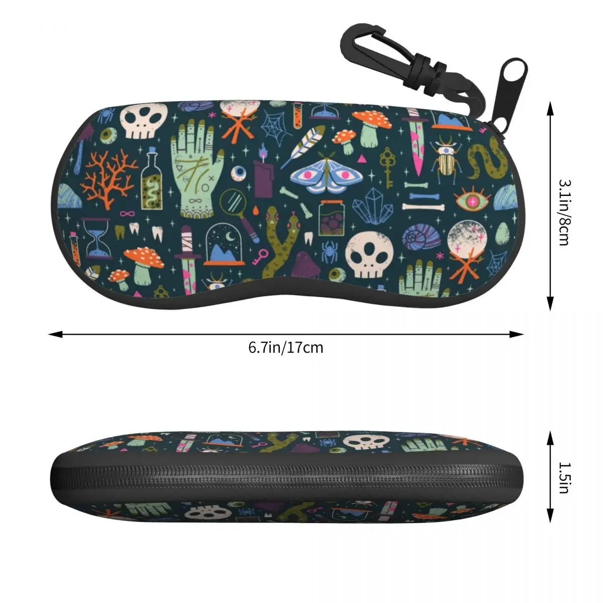 Curiosities Halloween Witch Pattern Shell Eyeglasses Protector Cases Fashion Sunglass Case Witchy Occult Magic Glasses Bag