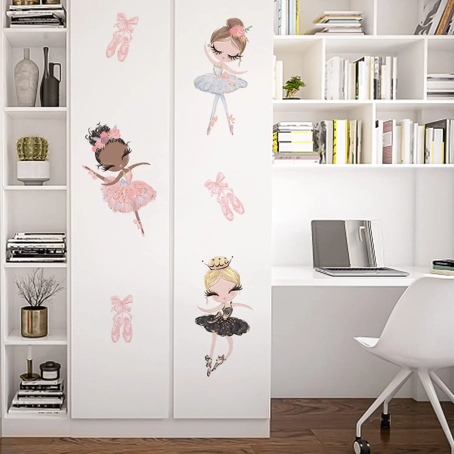 Pink Cute Ballet Dancer Girl Wall Stickers Bedroom Playroom Ballerina Fairy Princess Wall Decals Living Room Home Decor