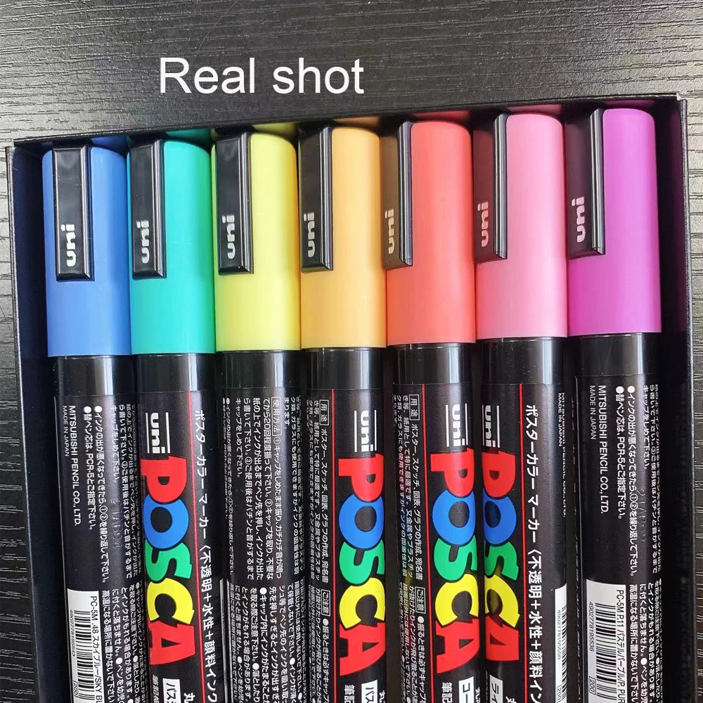 7 Kleur Uni Posca Markers Pen Set PC-1M PC-3M PC-5M Graffiti Schilderij Kleur Marker Art Supplies Stof Verf Briefpapier Leveringen