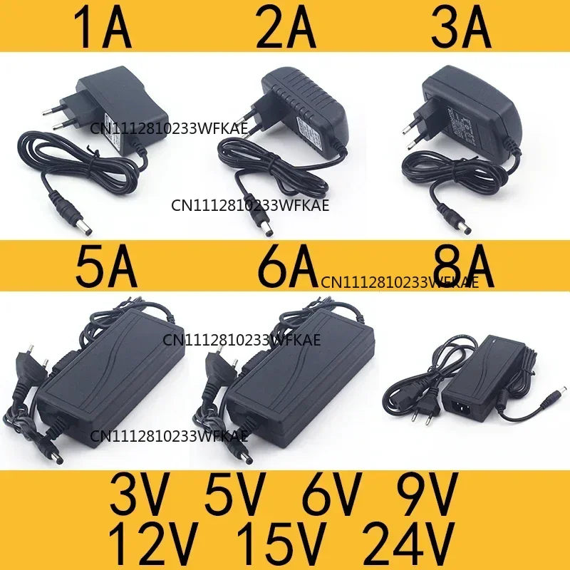 AC 110-240V DC 3V 5V 6V 9V 12V 15V 24V 0.5A 1A 2A 3A 5A 6A 8A Universal Power Adapter Supply Charger Adapter EU US for LED Light