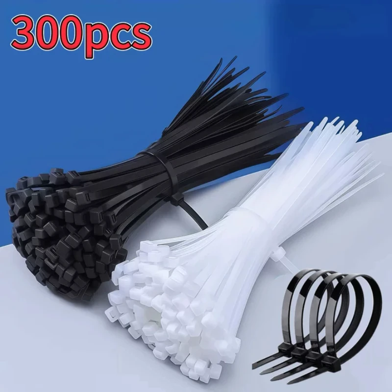 

100-300 шт. нейлоновые кабельные стяжки, регулируемые самоблокирующиеся шнуровые стяжки, ремни, крепежная петля, многоразовые пластиковые проволочные стяжки для домашнего офиса