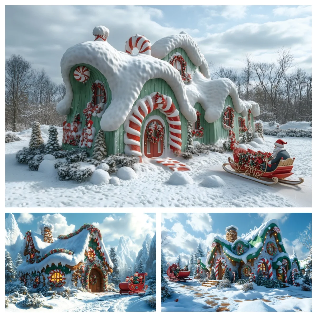 Christmas Gingerbread House Background Winter Snow Merry Christmas Country Home Family Party Kids Portrait Decor Backdrop Studio