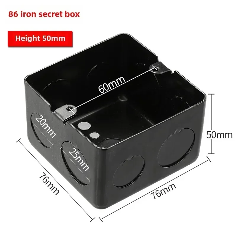 86 Type Universal Concealed Bottom Box for Wall Switch Socket Wire Junction Box 25mm Hole Stainless Steel Material