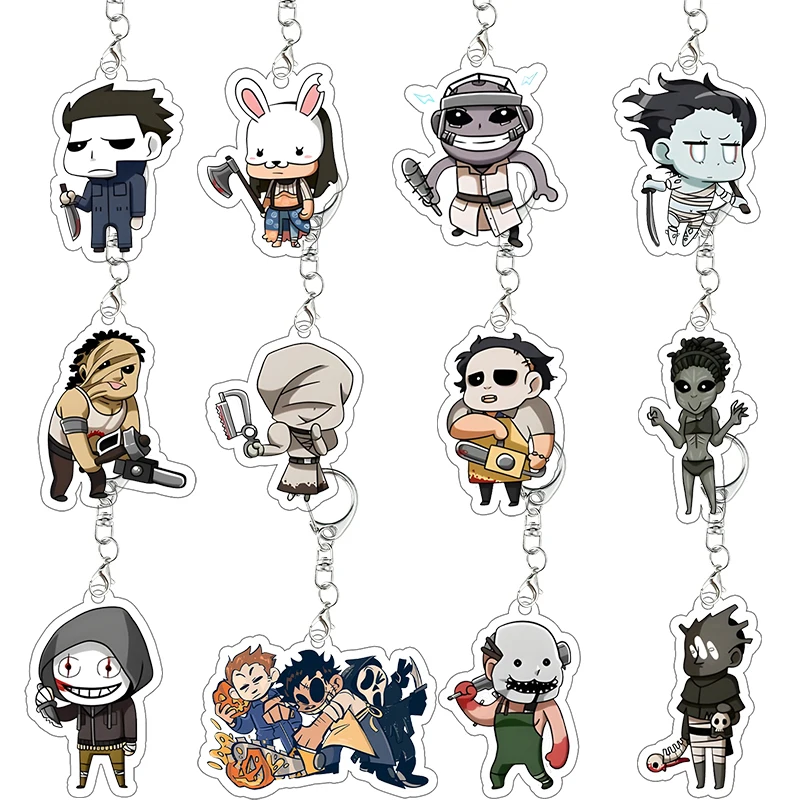 Dead By Daylight Horror-Spiel Acryl-Schlüsselanhänger in Form der Jägerin, Hillbilly-Sammlerstück, Cartoon-Taschenanhänger, Figur-Schlüsselring, Deko-Geschenk