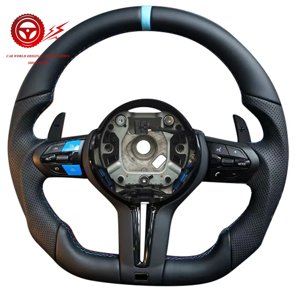 Flat Bottom F10 F20 F30 F32 F36 F80 F82 M3 M4 M Sport Leather Sport Steering Wheel for BMW