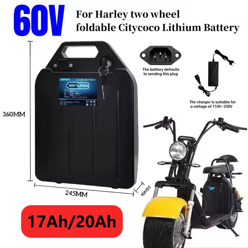 60V New Full Capacity Powerful 18650 Lithium Battery 17Ah/20Ah Lithium Battery Pack Suitable for 250-2000W
