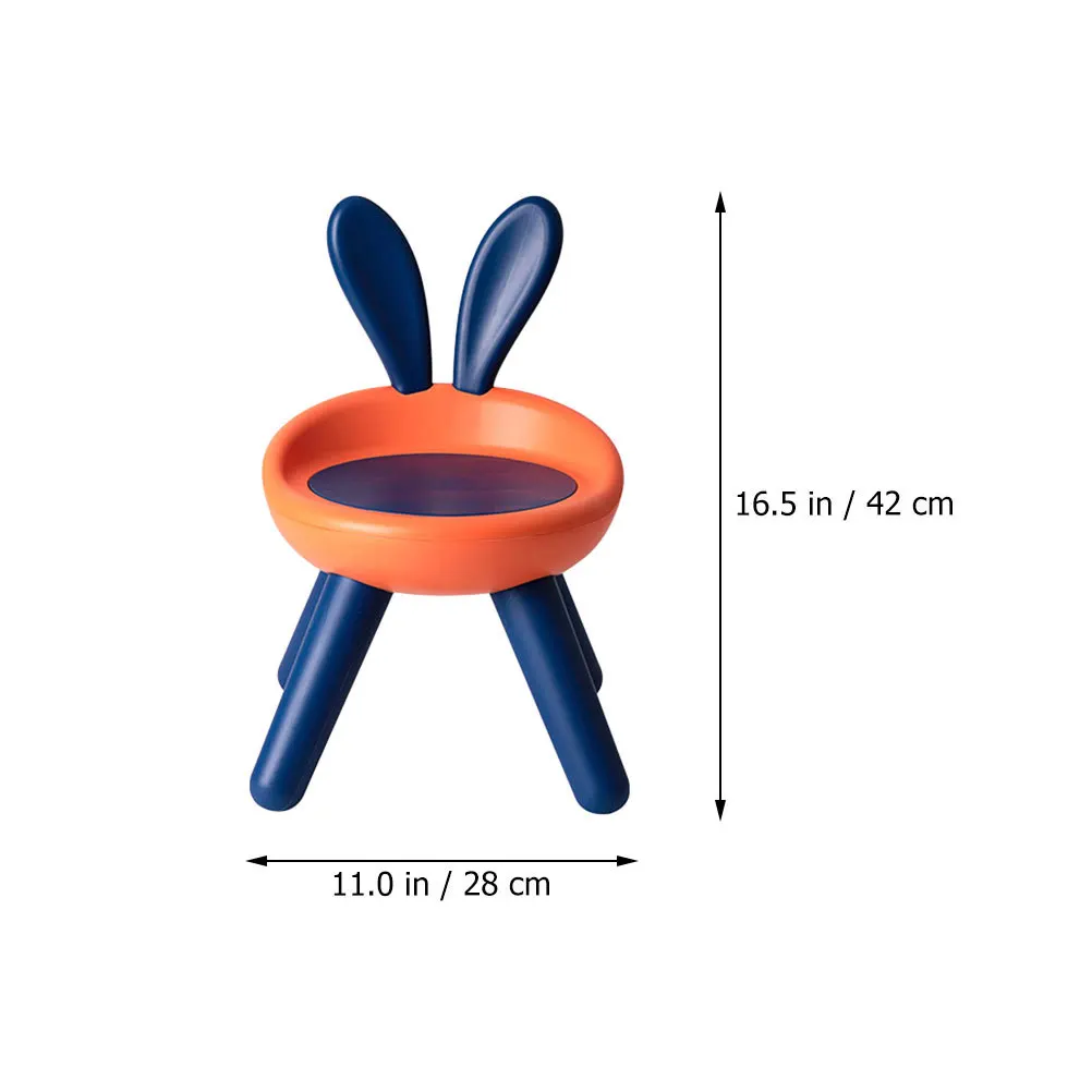 Back Chair with Rabbit Design Anti-Fall Sturdy Triangle Legs Lightweight Portable Plastic Stool for Home Garden