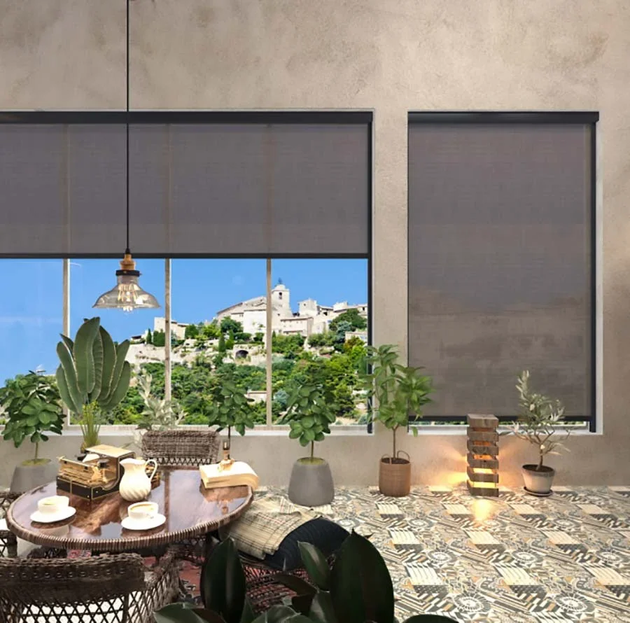 2026 Customized PVC Window Blinds Blackout Zip Track Electric Windproof Shades Indoor Outdoor Waterproof Zip Blind