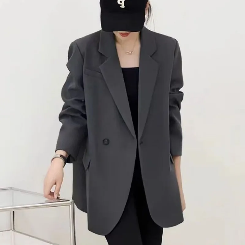 Spring Autumn Jacket Luxury Blazer Black Gray Blazer Women Clothing Design Chic Office Ladies Suits Loose High Quality Coat New