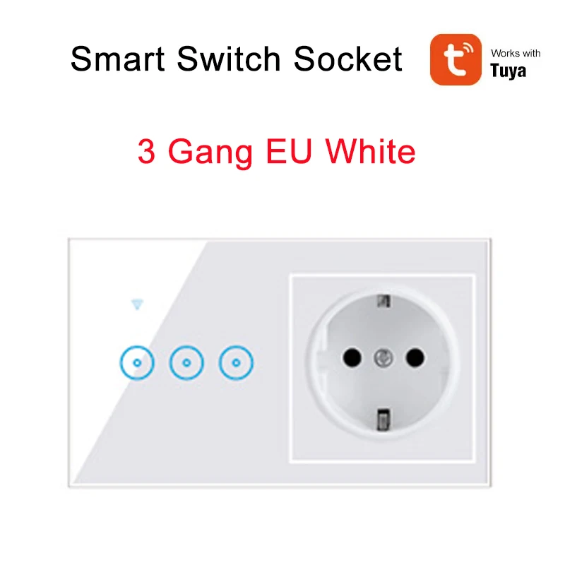 투야 스마트 라이프 다기능 통합 EU 영국 미국, 범용 와이파이 벽 스마트 스위치 소켓, 구글 알렉사 작동, 5 홀, 1/2/3 갱