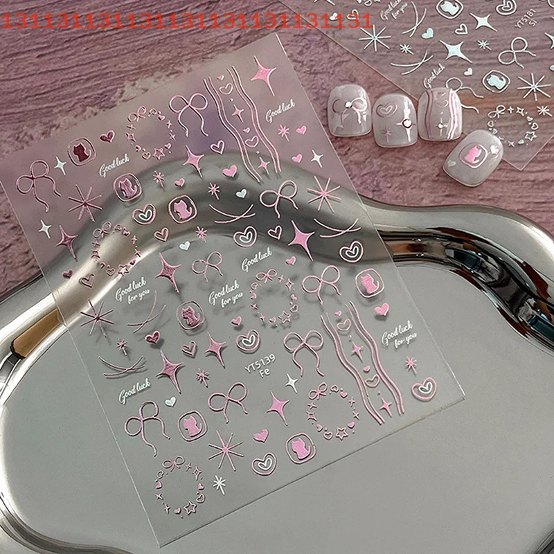 1 vel schattig lief hart hond strikken nagelstickers zelfklevende stickers voor doe-het-zelf manicure vrouwen en meisjes