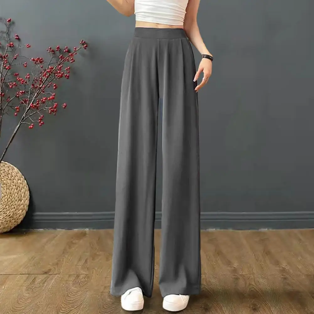 

Loose Pants Stylish Women's Wide Leg Pants Office-ready Trousers with Pockets High Waist Relaxed Fit for A Fashionable Workwear