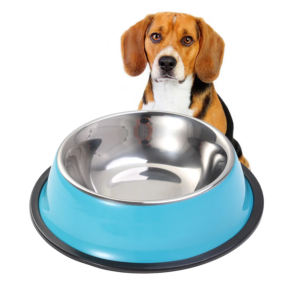 

Stainless Steel Dog Bowl Blue 18Cm Nonskid Base Rust Resistant Odor Free Pet Food Bowl Puppy Cat Feeder Prevents Slipping