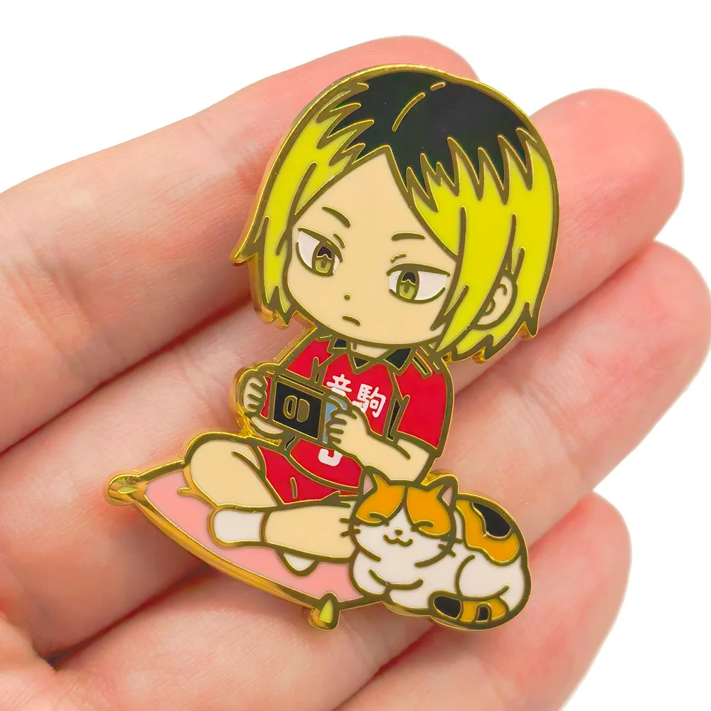 Colgantes con Insignias de Kozume Kenma del Anime Japonés Haikyuu!! Broches de Manga para Bolsos, Mochilas, Ropa, Solapas, Decoración de Cosplay ACG, Regalo
