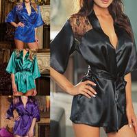 3Pcs/Set Women Nightgown Lace Stitching Half Sleeve A-line Solid Color Sleepwear Panties Set for Sleeping