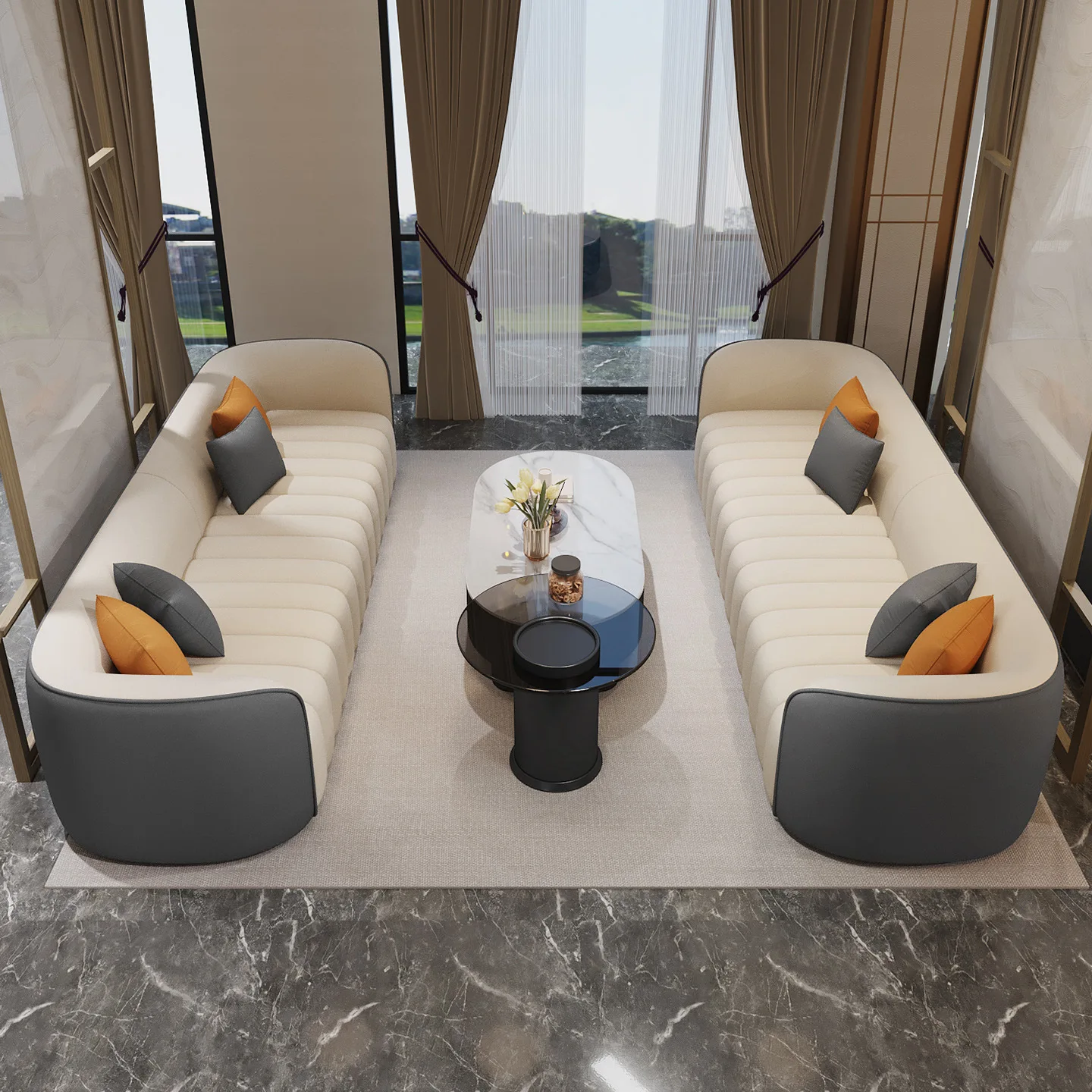 Business new sofa light luxury hotel rest area beauty salon clothing store living room office negotiation table and chair group