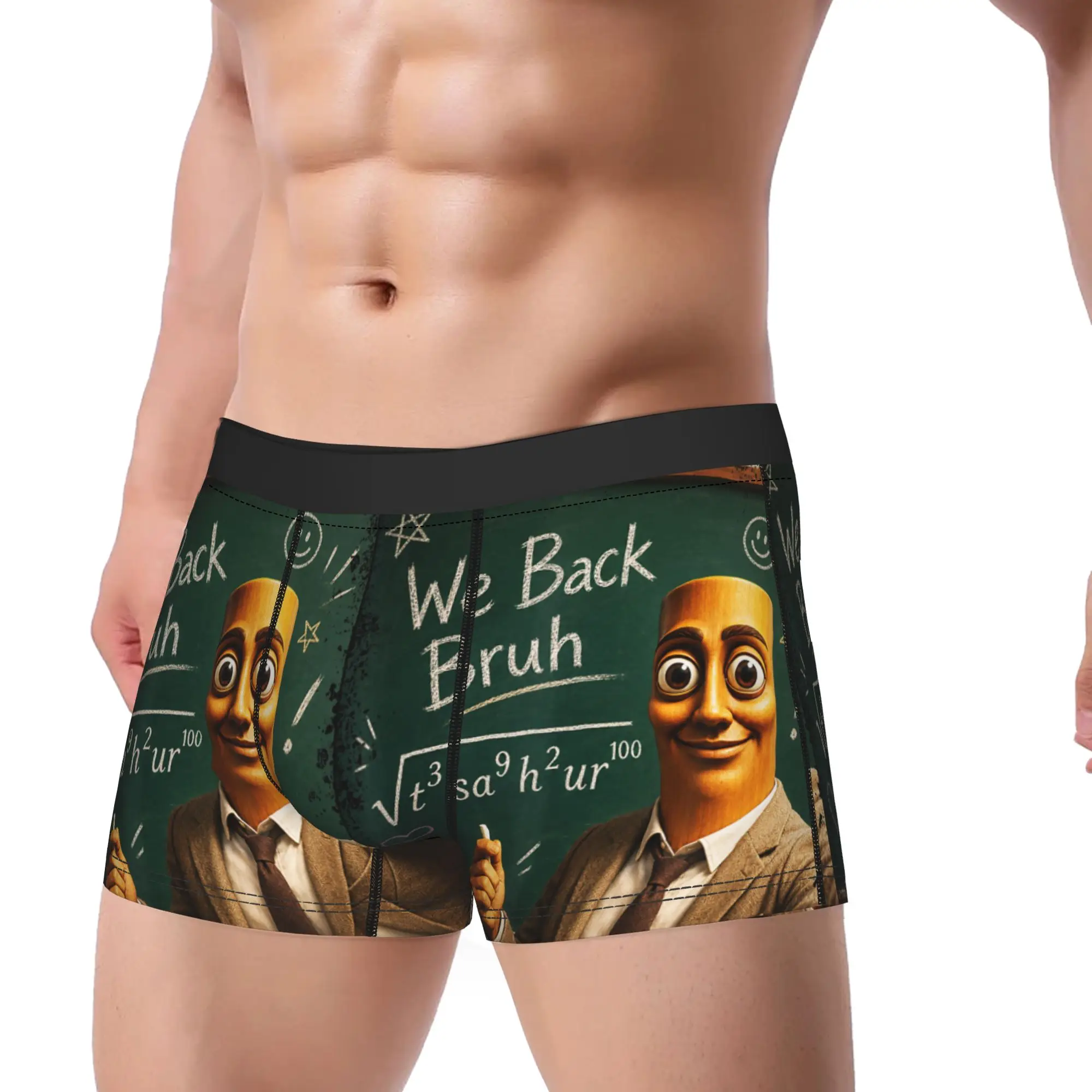 Teacher Tung Tung Sahur Back to School Funny Brainrot Meme Underwear Breathable Underpants Boxer Brief Men 3D Pouch Boxershorts