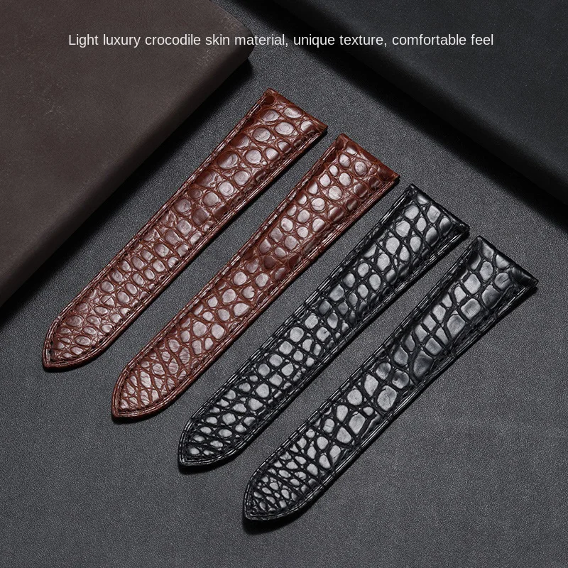 16 18 20 22 24mm Alligator Leather Strap For Cartier Solo Tank London Genuine Leather Black Brown Watch Band for Men and Women