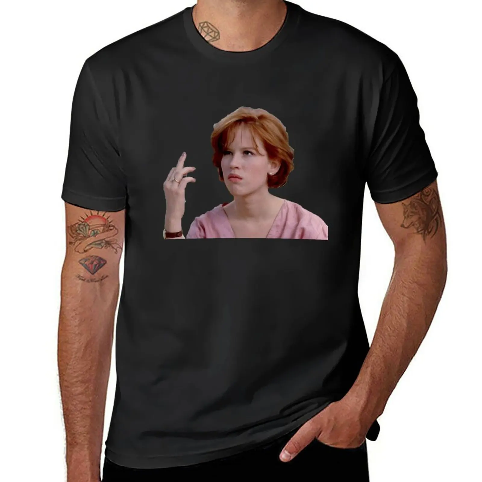 New the breakfast club, molly ringwald - middle finger T-Shirt summer clothes custom t shirt t shirt men