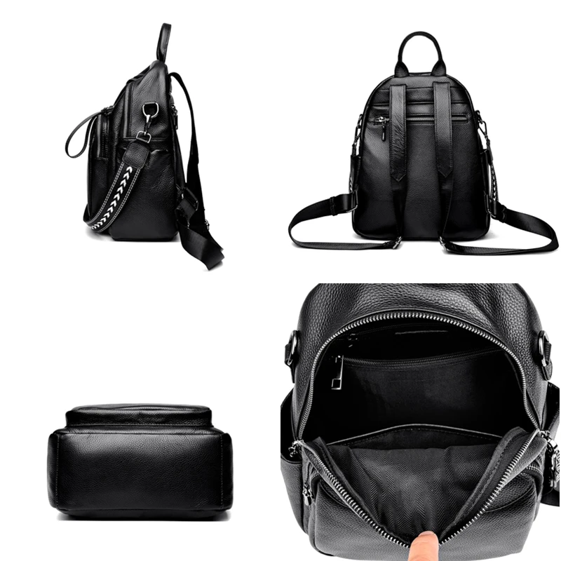 100% zaino in morbida pelle genuina zaino moda donna zaino da viaggio Casual quotidiano da donna di alta qualità zaino da viaggio in pelle bovina