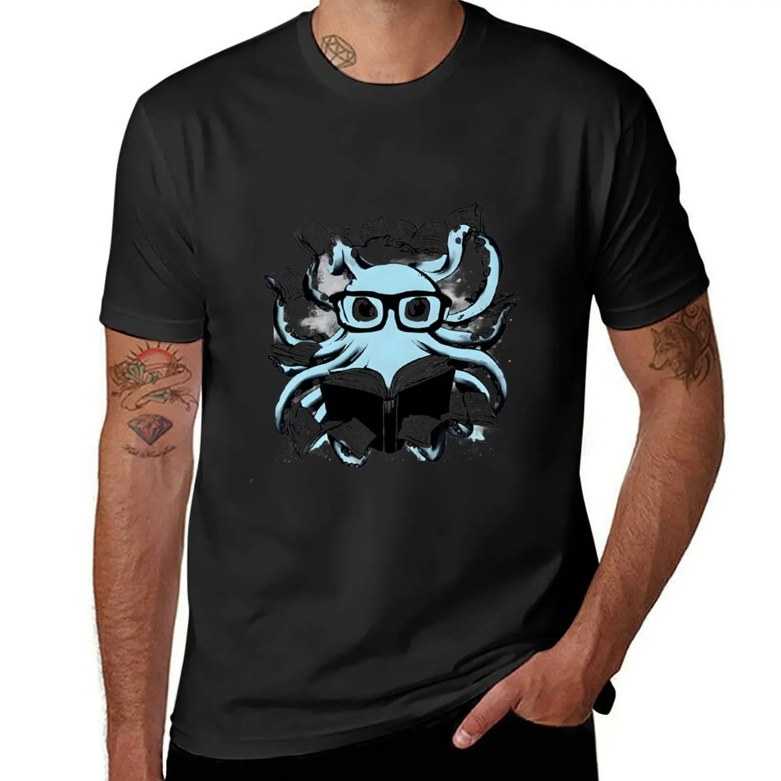 Octopus and reading knowledge with japanese ink T-Shirt blanks quick drying Short sleeve tee men