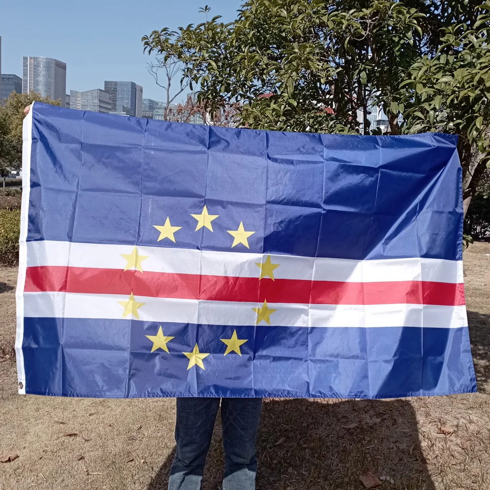 Aerlxembrae 90x150cm Cape Verde National Flag Hanging Polyester Cape Verde Flag Indoor Outdoor Advertising Home Decoration
