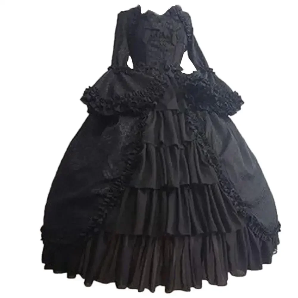 Elegant Medieval Retro Gothiced Court Lolita Dress Ball Dress Square Neck Tight Waist Bowknot Women Costume Vestido Dress