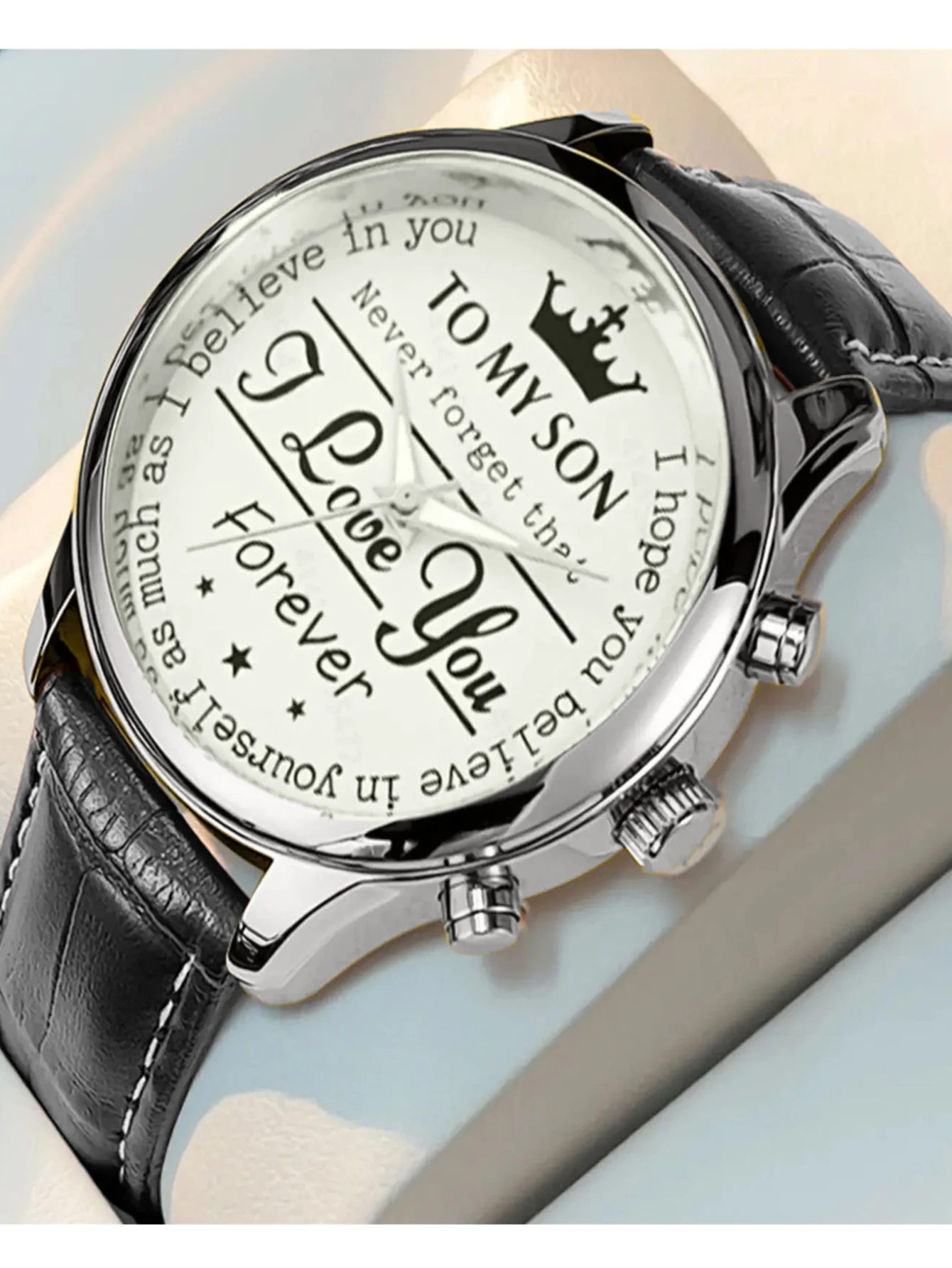 Business Love English Crown Dial Tread Wire Strap Quartz Belt Watch