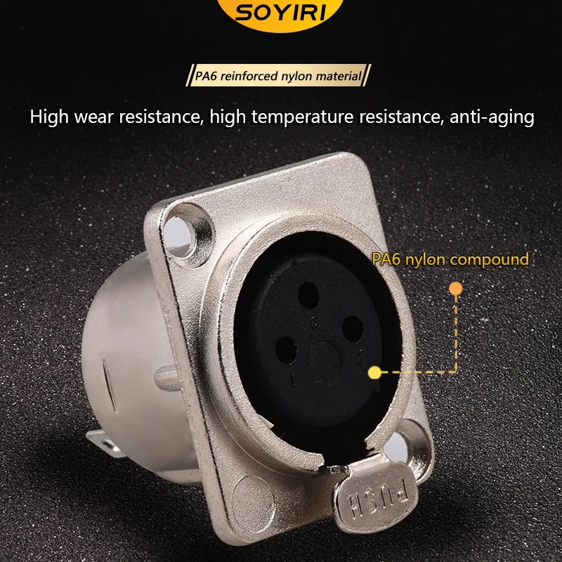 SOYIRI  XLR Male and female socket speaker F seat module waterproof dust-proof gold-plated XLR F seat information panel socket