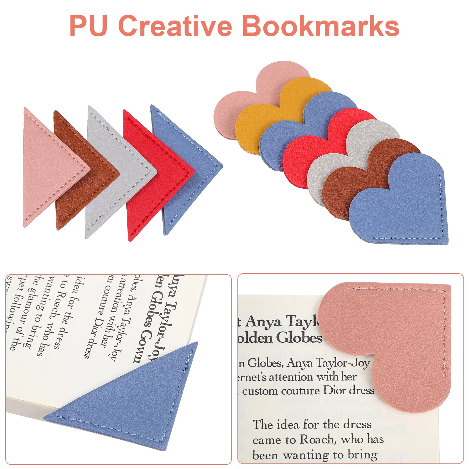 12 Pcs Bookmarks For Women Bookmarks Heart Triangle Shape Women's Reading Accessories Pack of 12 Book Corner Protectors