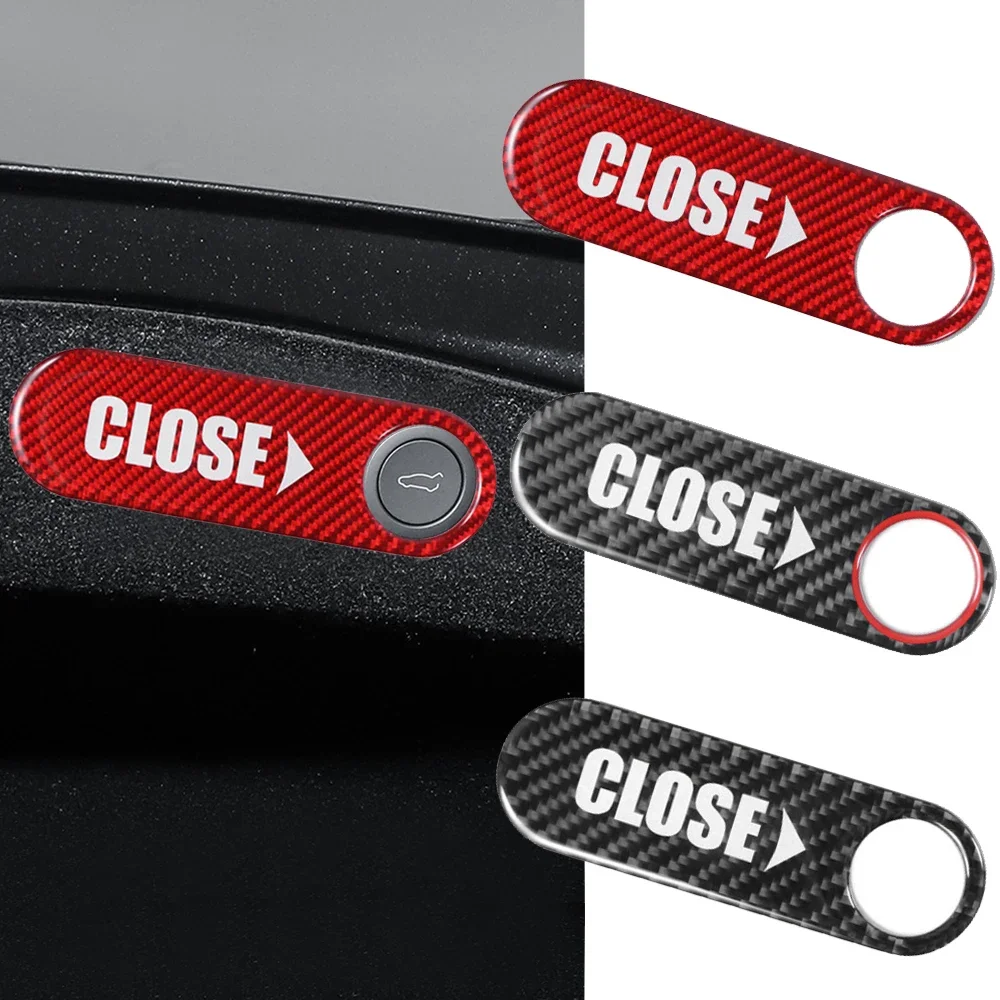 Car Exterior Electric Tailgate Reminder Trim Carbon Fiber Car Rear Trunk Switch Button Sticker Accessories for Tesla Model 3 Y