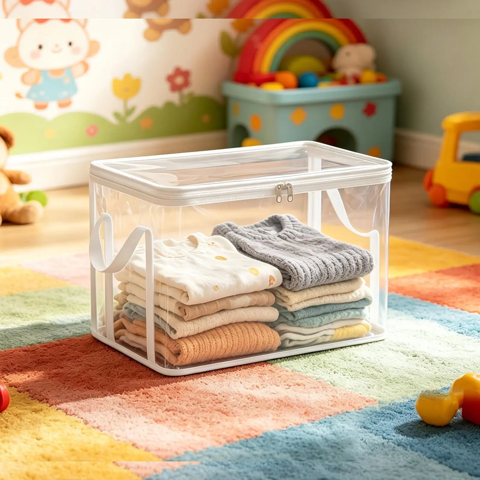 2 Stück 38x24x32cm PVC Spielzeug-Aufbewahrungsboxen Faltbare Spielzeugkiste für Kuscheltiere Plüschpuppen Organizer Multifunktionale Aufbewahrung – Detail 8
