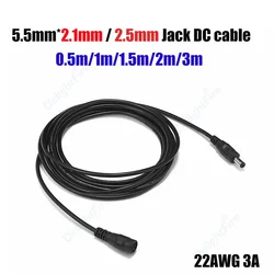 5.5mm 2.1mm 2.5mm Jack 5V 12V DC Power Extension Cable 0.5m 1m 1.5m 2m 3m Wire Connector for LED Strip CCTV Camera Power Adapter