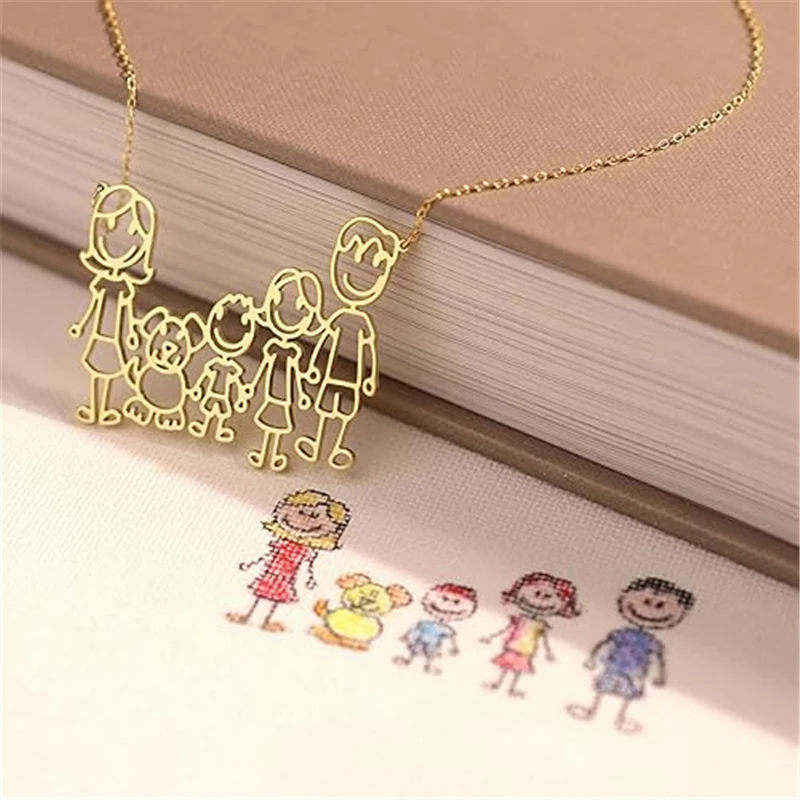 

Customized Children's Painting Graffiti Pendant Necklace Women's Personalized Jewelry Ideal Painting Art Souvenir Mom Christmas