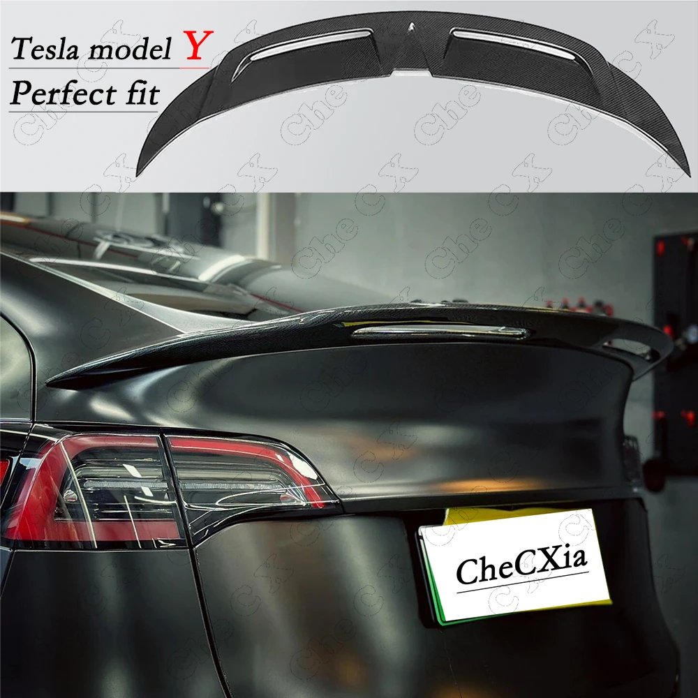 

Suitable For Tesla Model Y 2019-2024 Rear Spoiler Fiberglass Material Bright Black Rear Luggage Compartment Lid Spoiler