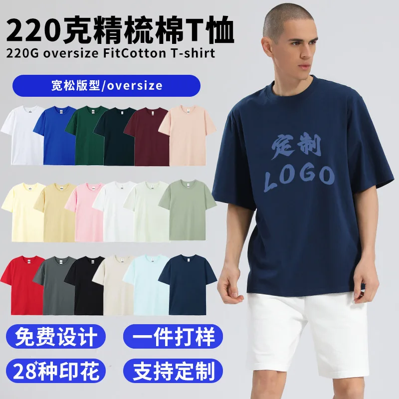 

% Cotton Crew Neck-Shirt With Print, Unisex Heavyweight Loose Short Sleeve Solid Color Cultural Advertising Shirt, Cus