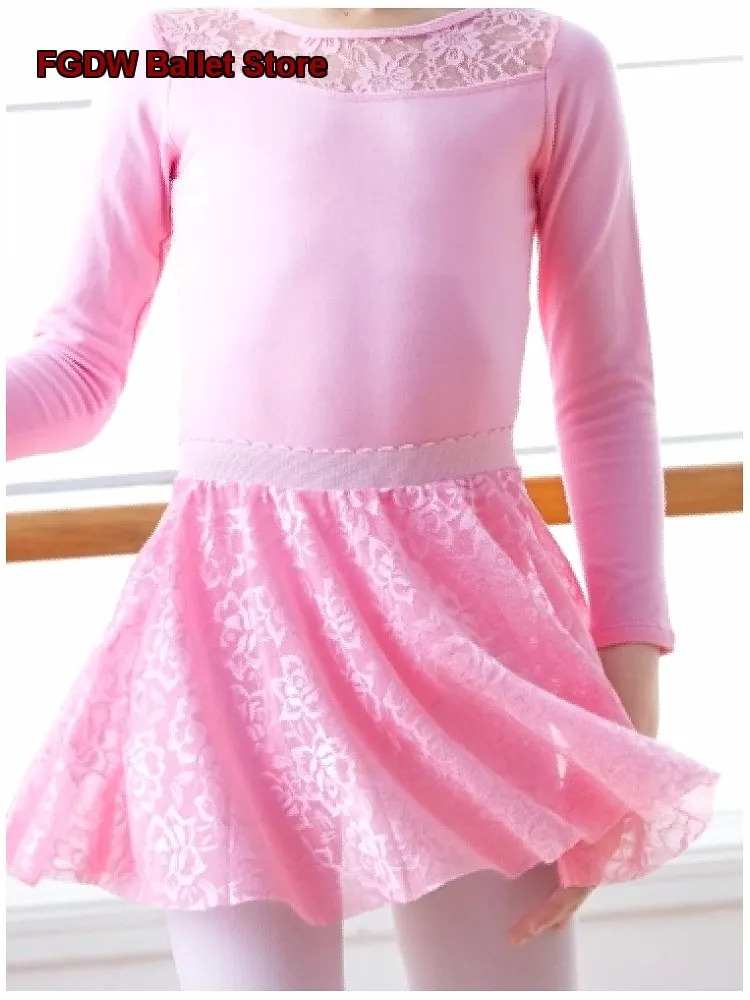Children's Dance Dress Short Girls Clothing Girls Lace Jump Practice Half Black Chinese Kids