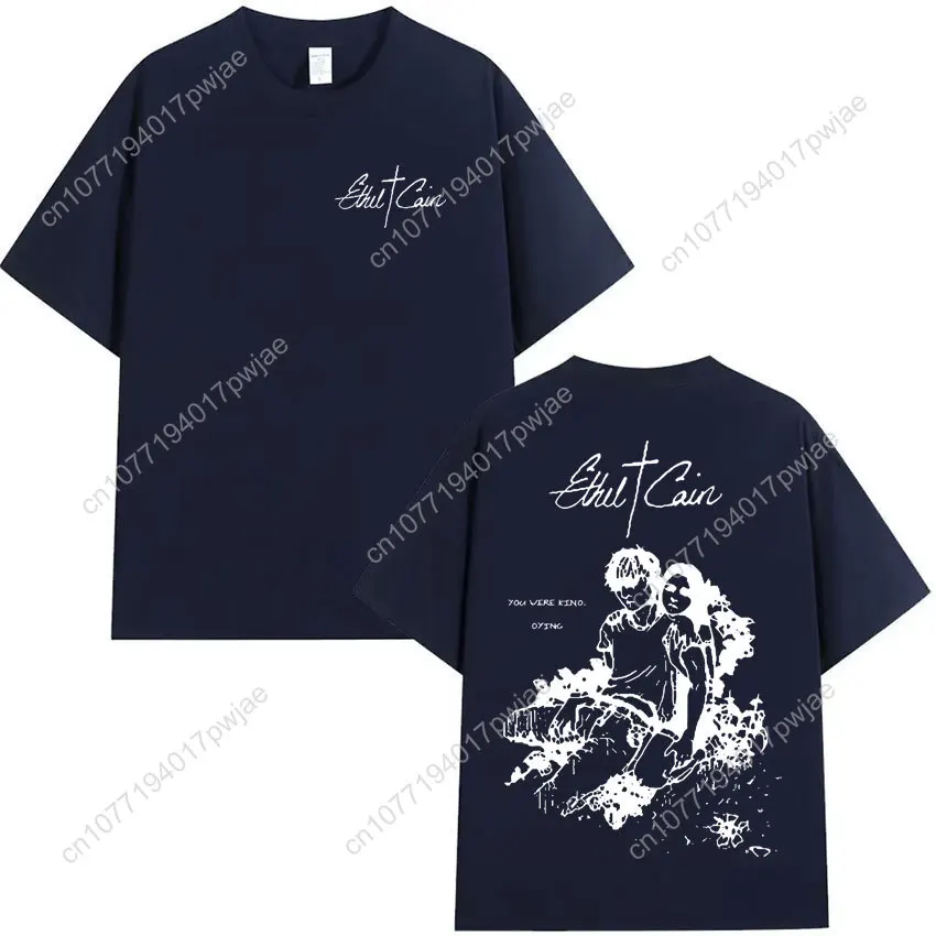Ethel Cain 클래식 팝 그래픽 프린트 티셔츠 남성 고딕 캐주얼 반소매 티셔츠 여름 유니섹스 코튼 오버 사이즈 티셔츠 탑스