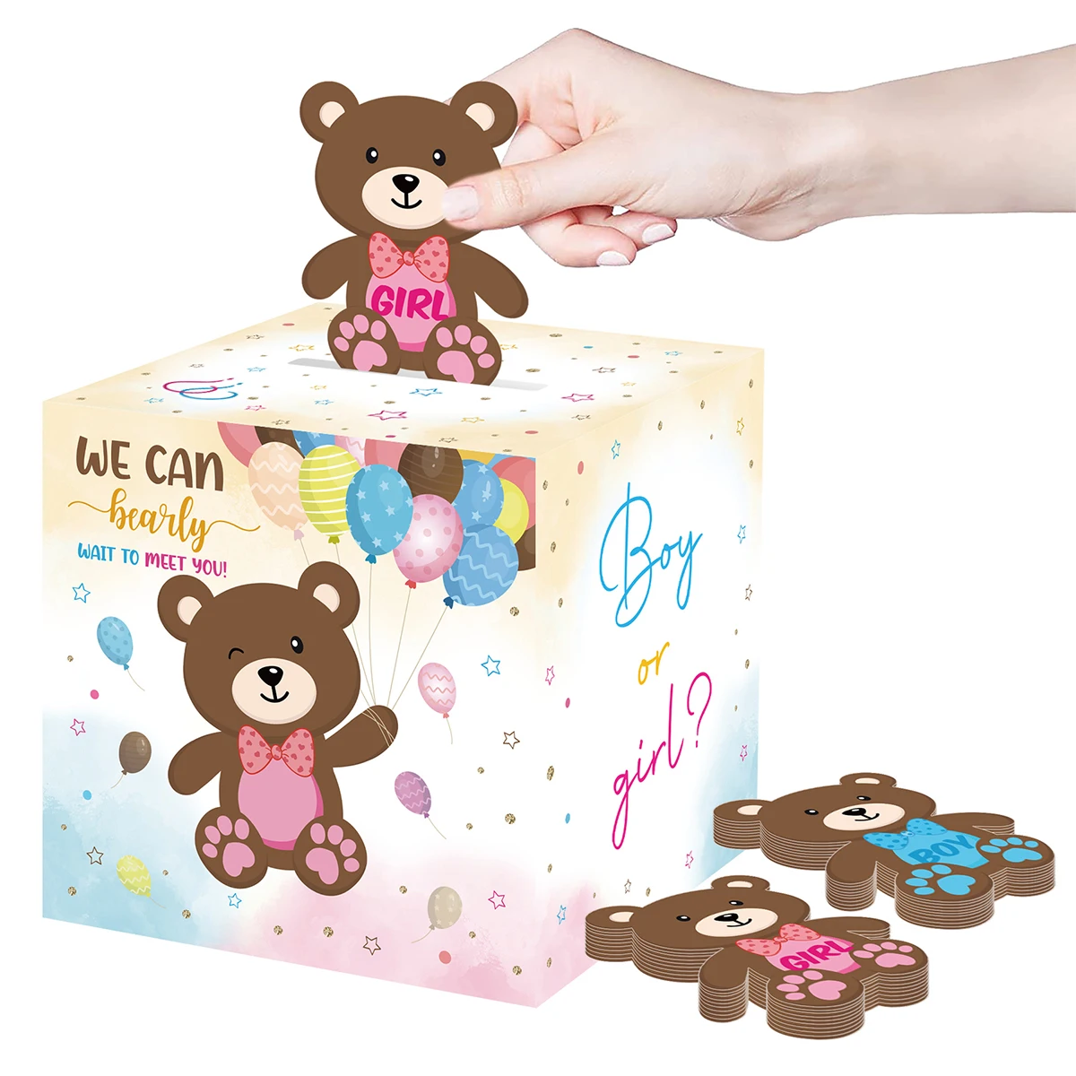 Baby Gender Reveal Voting Box Boy Or Girl Bear Ballot Vote Card Gender Reveal Party Decoration Baby Shower Supplies Voting Games