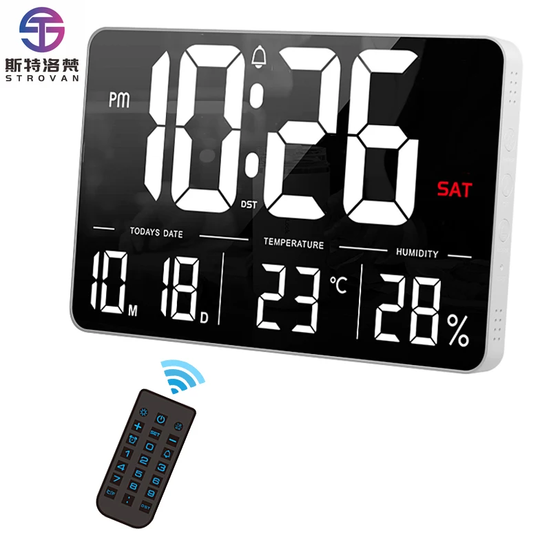 

13.1 Inch Large LED Wall Clock Display Time and Date with Remote Control Digital Wall Clock for Living Room Decoration