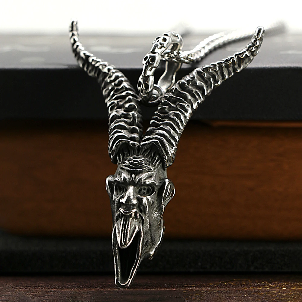 Vintage Stainless Steel Goat Head Necklace For Men Animal Pendant Street Hiphop Style Biker Personality Jewelry Dropshipping image 3