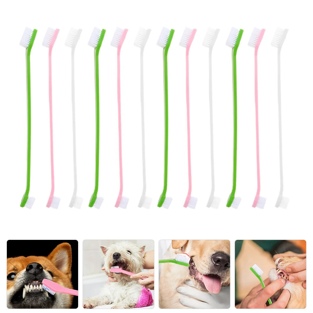 

12Pcs Pet Toothbrush Set Dual-Head Dog Toothbrush for Teeth Cleaning Gum Disease Prevention Suitable for Puppies and Small Dogs