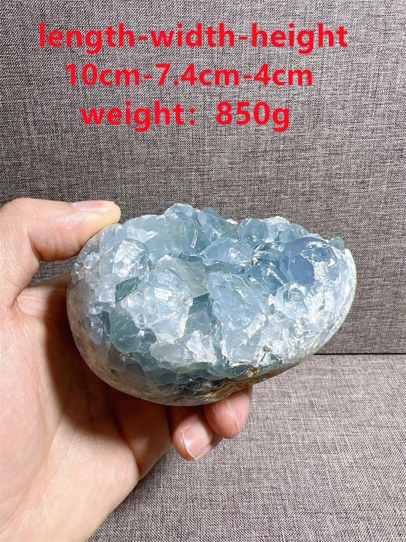 Natural Celestite Egg  Free Form Tumble Slab Crystal Mineral Madagascar Healing Palm Workmanship Ornament Carving Chip