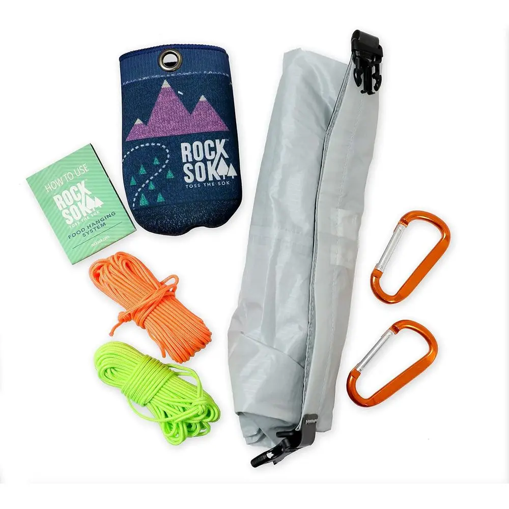 

Ultralight Bear Bag Food Hanging System for Camping & Hiking - Waterproof Bag with Easy 2-to-1 Pulley, Paracord Ropes, Rock Sock