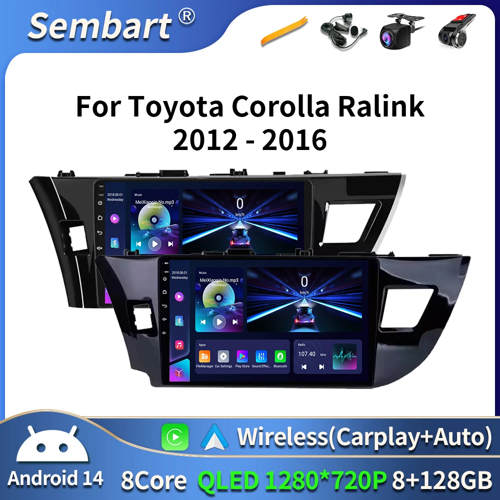 Автомобильный радиоприемник Android 14 2 Din для Toyota Corolla Ralink 2012-2016 Мультимедийный видеоплеер Навигация MP5 Стерео Carplay Головное устройство