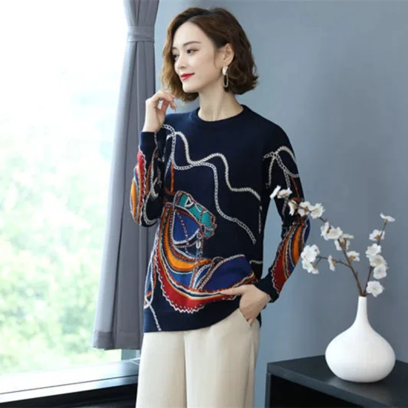 

Spring and Autumn New Pullovers Women Retro Elegant Loose and Versatile Look Thin Korean Version Base Winter All-match Sweaters
