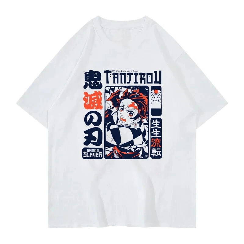

Anime Ghost Destroyer Blade Yamamoto Yohji Fengchaharo Pure Cotton Loose Summer Short Sleeve Printed Men's and Women's T-Shirts