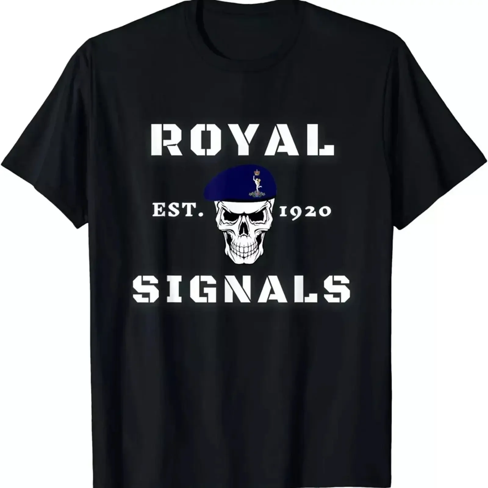 Royal Signals Skull Beret 1920 Corps Of British T Shirt S 5XL vintage Washed Versatile Top For Everyday Wear designer clothes