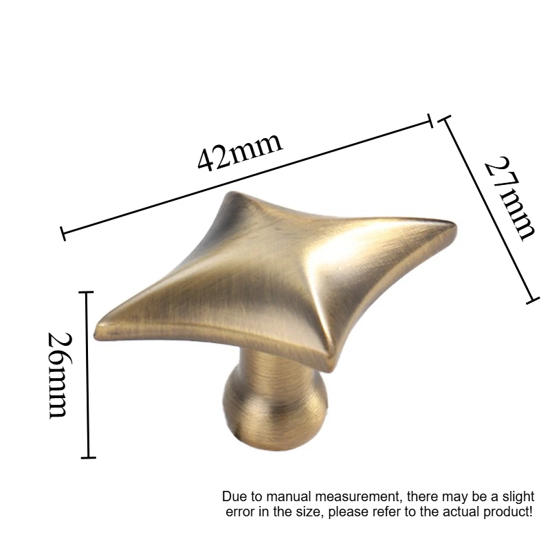 Modern 4/8Pcs Star Shape Cabinet Knobs Zinc Alloy Drawer Pulls Single Hole Brushed Silver Antique Brass Dresser Hardware