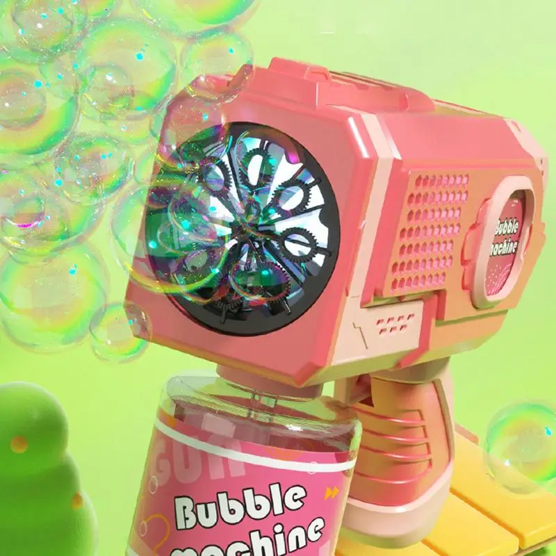 8-Hole Automatic Bubble Machine Durable Bubble Maker With Colorful Light and Sound Bubble Spraying Toy for Summer Water Games